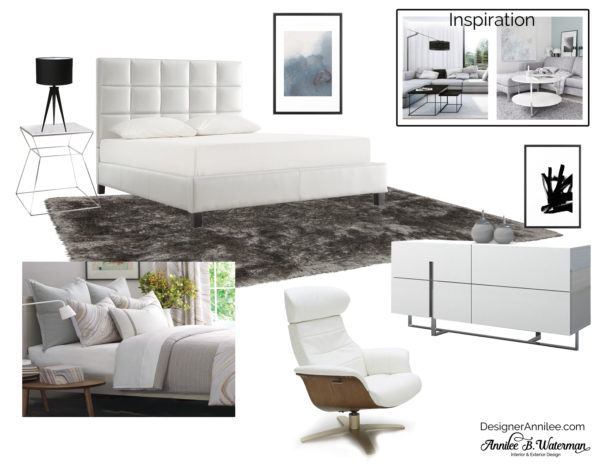 Contemporary White & Gray Bedroom