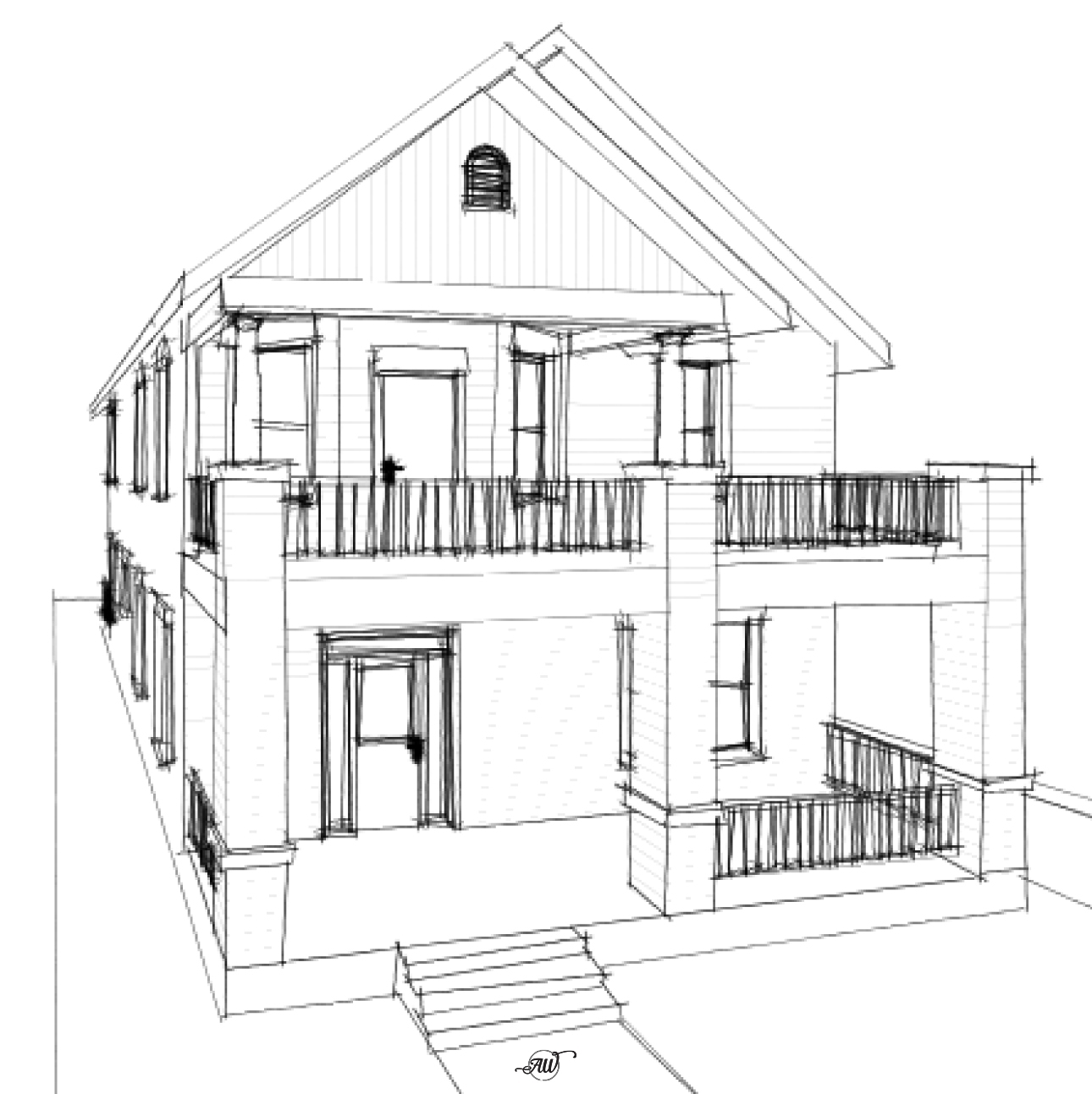 Historic Style Craftsman Style House Plan Sketch