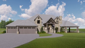 Texas Rustic Ranch Style Home Design Rendering